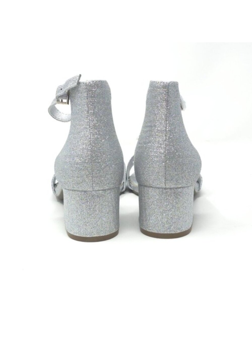 Sugar Noelle Silver Glitter Ankle Strap Block Heel Sandals Size 6M - Picture 4 of 11